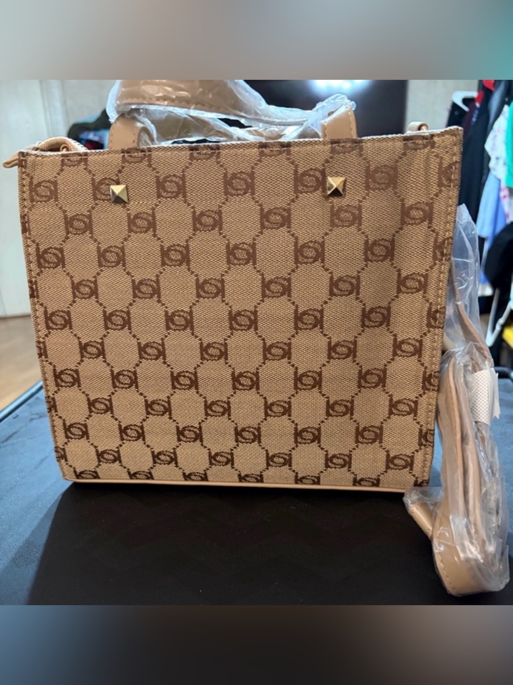 bebe Talulla Small Satchel Beige/Brown | NWT - Picture 2 of 11
